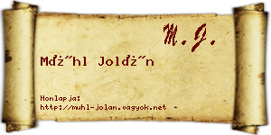 Mühl Jolán névjegykártya