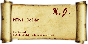 Mühl Jolán névjegykártya